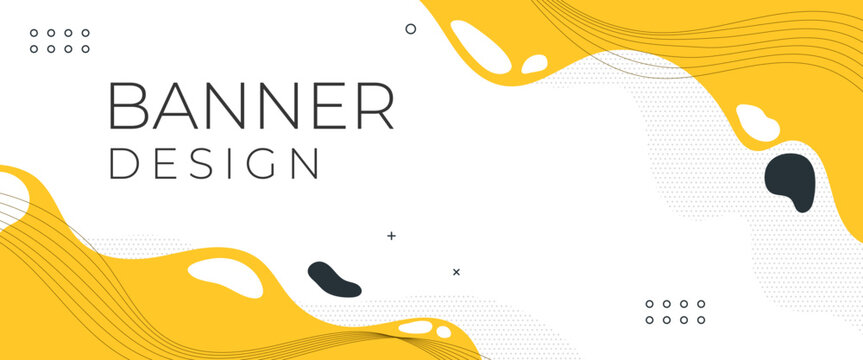 Wave yellow abstract with line horizontal banner design template vector