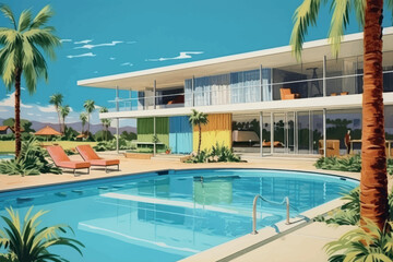 Fototapeta premium Modern luxurious poolside villa