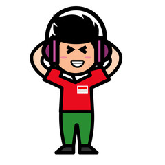 man listening to songs with earphones