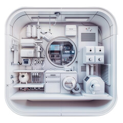 Obraz premium Cutaway of a science lab showing equipment and research areas transparent background