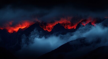 Fototapeta premium fire in the mountains