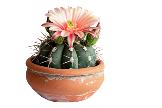 Blooming cactus flowers Isolated on white background.