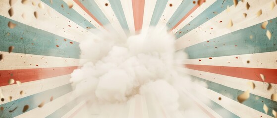 Vintage explosion background, big blank area for birthday text, Retro colors, Nostalgic celebration