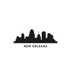 Naklejka premium New Orleans USA city skyline, horizon logo. Panorama, US Louisiana state icon, abstract landmarks, skyscraper, buildings. United States of America isolated graphic, vector clipart