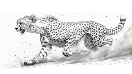 Fototapeta premium Cheetah in Motion: A Graphite Drawing