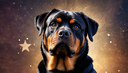 Obraz premium Rottweiler Portrait with Sparkles.