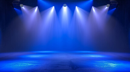Abstract background with stage lights, dark room for product presentation. Showroom with spotlight and starry sky. Background for display of products on stage in the theater or studio