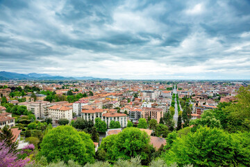 Fototapeta premium Bergamo, Italy. City view on a cloudy day. 