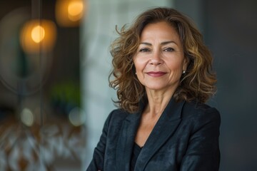 Obraz premium Confident Hispanic senior businesswoman in office.