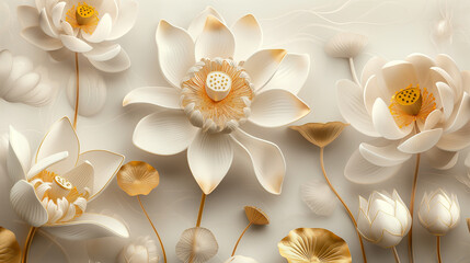 Obraz premium Beautiful white lotus flowers in a serene, soft background.