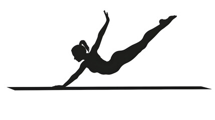 black silhouette of gymnastic athletes illustration for logo, banner, isolated on white background.