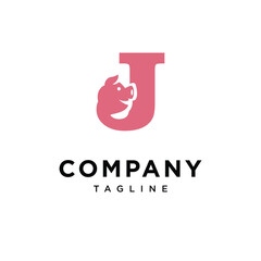 Letter J Pig Head Logo Icon