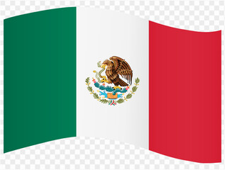 Mexico flag wave isolated on png or transparent background vector illustration.