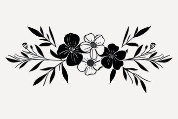 Elegant floral black white illustration