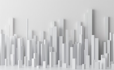 Obraz premium Minimalistic white bar chart on a plain background.