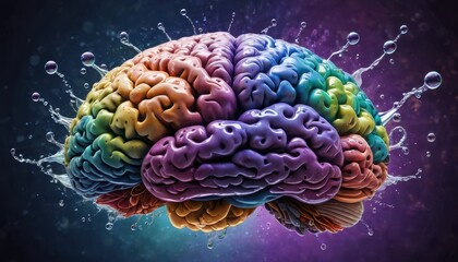 Obraz premium Colorful Brain with Water Splashes.
