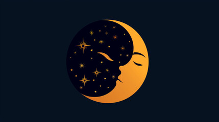 Sleep moon icon with stars , Design Templates