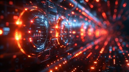 Obraz premium Holographic tech elements and geometric shapes in an abstract design showcasing the forefront of modern technology. , Minimalism,