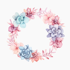 Elegant watercolor succulent floral wreath