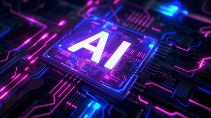 Obraz premium Electronic circuit blue orange gradient graphic design