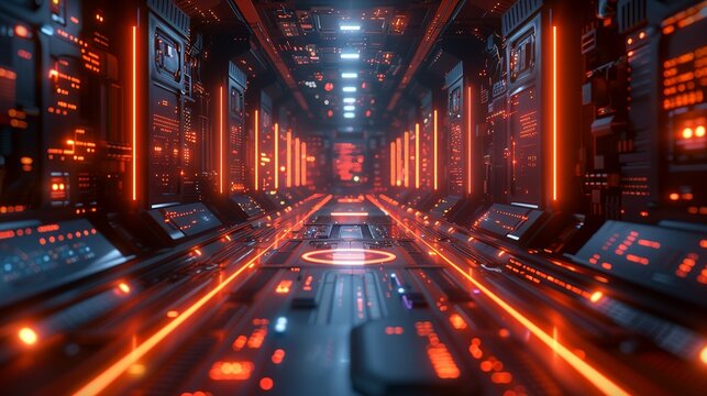 Abstract industrial composition with glowing tech lines and futuristic designs symbolizing advancements in science. , Minimalism,