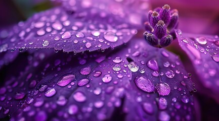 water drops on purple flower