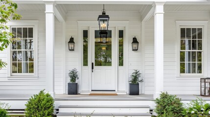 White Farmhouse Entrance