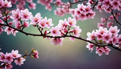 Obraz premium Delicate Pink Cherry Blossoms on a Branch.