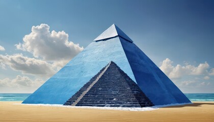 Blue Pyramid on Beach.