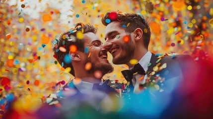 Obraz premium LGBTQ couple celebrating their wedding