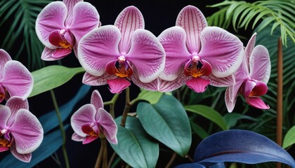 Close-up of Pink Orchids with White Edges.