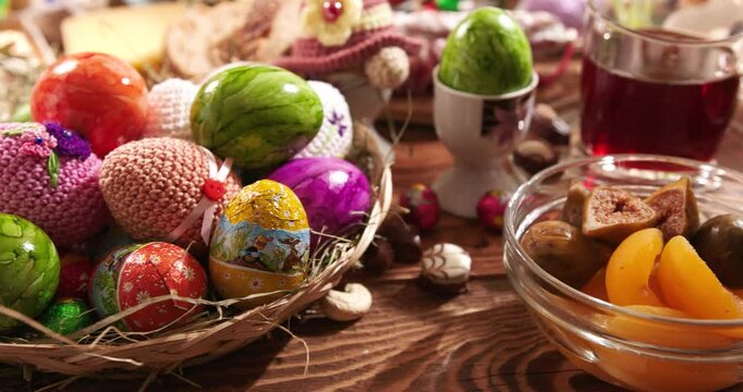 Breakfast Table Ready for Easter Meal. Traditional Easter Breakfast.