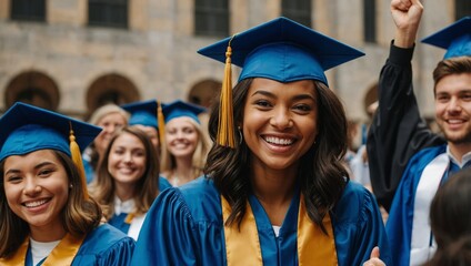 graduation from the university, students in robes