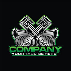 diesel turbo automotive repair logo design vector template