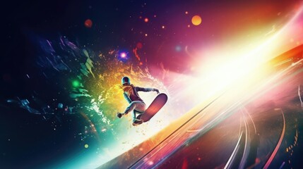 Obraz premium young skateboard athlete poster for room wall print