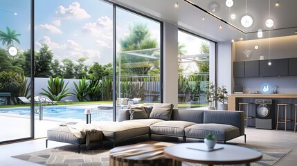 Fototapeta premium smart home equipped with AI-driven energy management systems, ensuring efficient use of resources and reducing the environmental impact of daily living