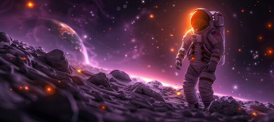 Lunar Exploration: Astronaut and Cosmic Beauty