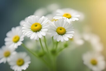 Fototapeta premium Feverfew flower bokeh background, AI Generated
