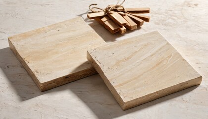 Fototapeta premium Beige Marble Pedestals.