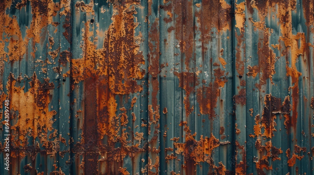 Sticker Texture of aged metal sheet with rust corroding