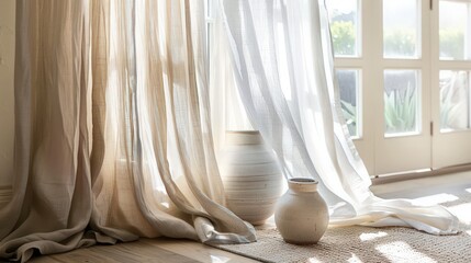 Laundering curtains and drapes to remove winter dust and welcome a lighter, airy feel