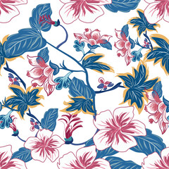 Pattern hand drawn floral, Motif ethnic ikat floral seamless textile illustration,  embroidery, print striped 
ornament floral, pattern, design for wrapping, silk, scarf, background, textile, 