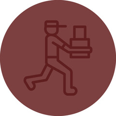 Delivery person Vector Line Maroon Circle Maroon