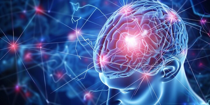 Neurological Breakthrough: Visualizing Epileptic Seizures and Innovative Cellular Therapy. Cutting-edge 4K Wallpaper Illustrating Brain Cell Activity During Epilepsy and Potential Treatment Approaches