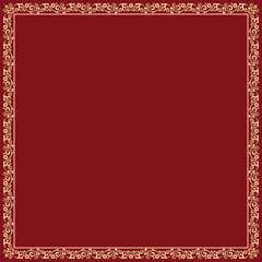 Decorative frame Elegant vector element for design in Eastern style, place for text. Floral red and golden border. Lace illustration for invitations and greeting cards