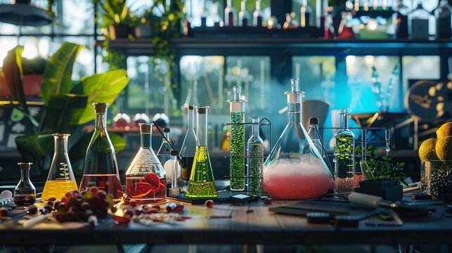 Natural science lab with various equipment and experiments