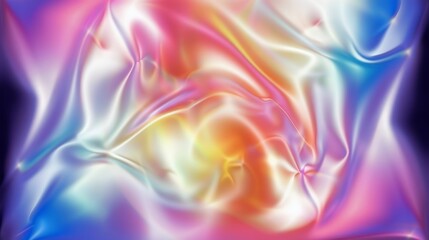 Obraz premium Abstract Holographic iridescent rainbom Y2K fluid background. Lliquid gradient waves surface futuristic texture.Mental health holo modern aesthetic. Trendy Brutalism
