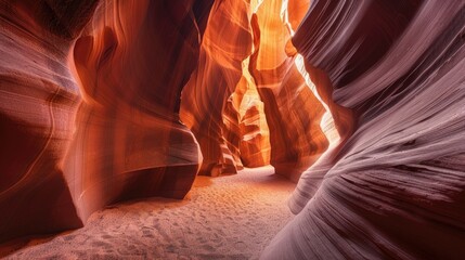 Beautiful light and shadows in the narrow passageways of Antelope Canyon, Arizona