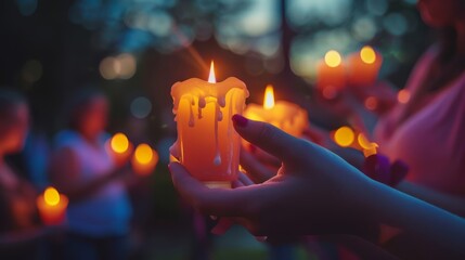 vigil by candlelight on International Holocaust Remembrance Day is visualized by a solemn memorial ceremony