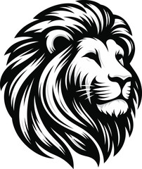 Adobe Illustrator Artwork lion head in a clean vector art style, The lion's mane is full and flowing
